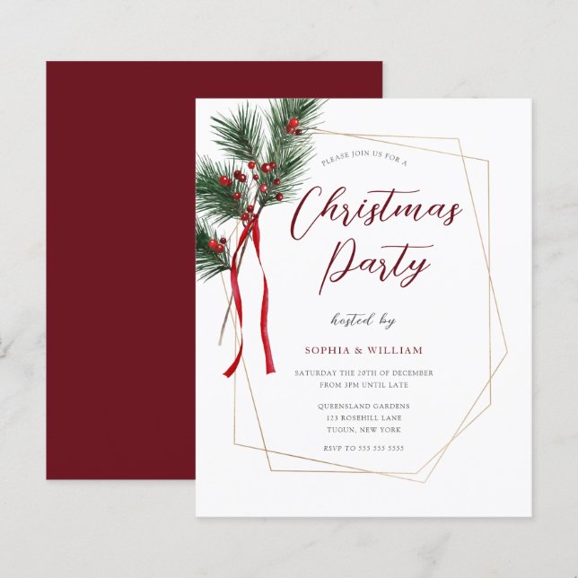 Papier Cadre de Noël classique Invitation budgétaire (Devant / Derrière)