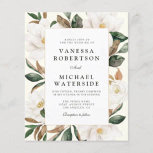 Papier cadre floral magnolia moderne faire-part de mariag