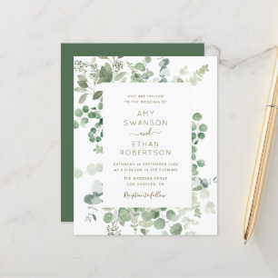 Papier cadre verdoyant d'eucalyptus faire-part de mariage