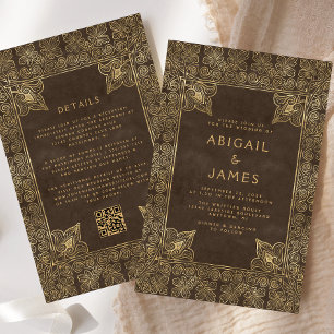 Papier Cadre Vintage Budget Mariage Or Marron Code QR