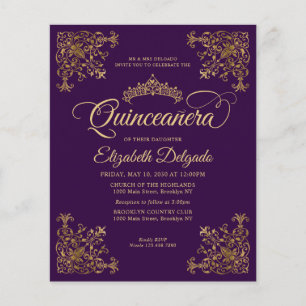 Papier Cadre Vintage or violet budget Quinceanera