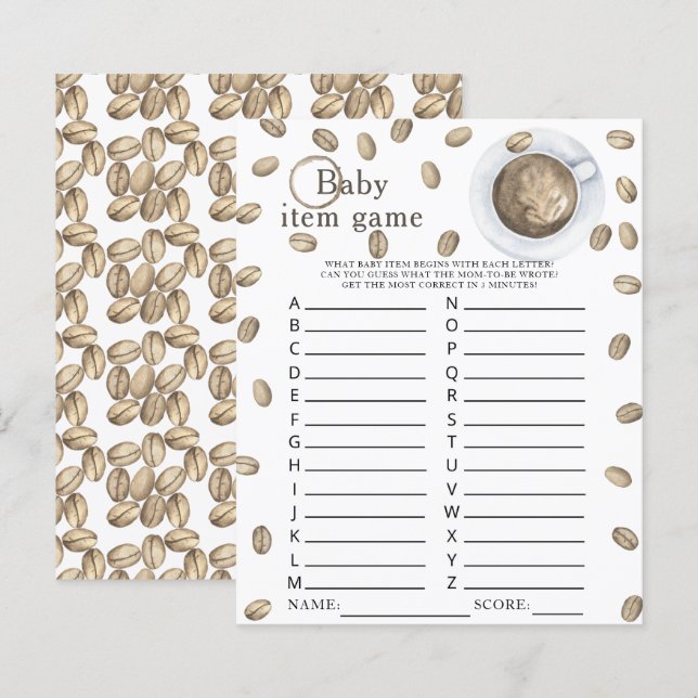 Papier Café brasserie Baby shower bébé Jeu (Devant / Derrière)