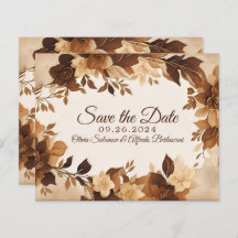 Café & Crème Automne Floral Thème Mariage inviter