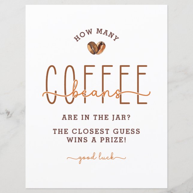 Papier Café Thème Baby shower Guesser Jeu (Devant)