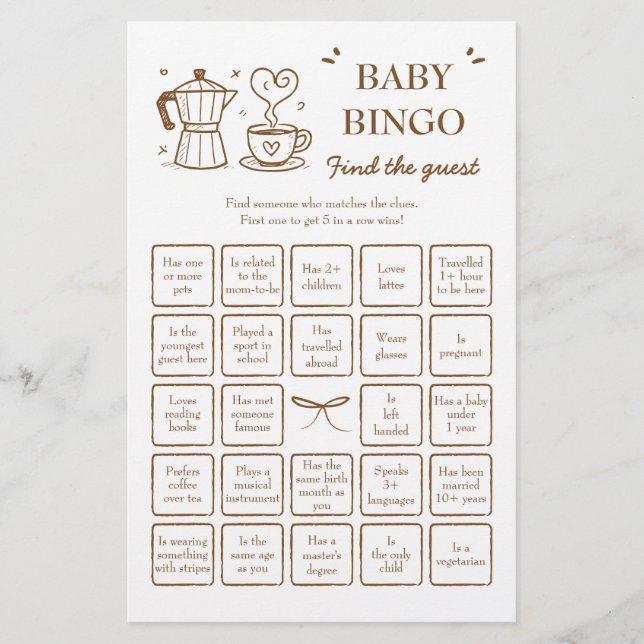 Papier Café Trouvez l'invité Baby Bingo Jeu (Devant)