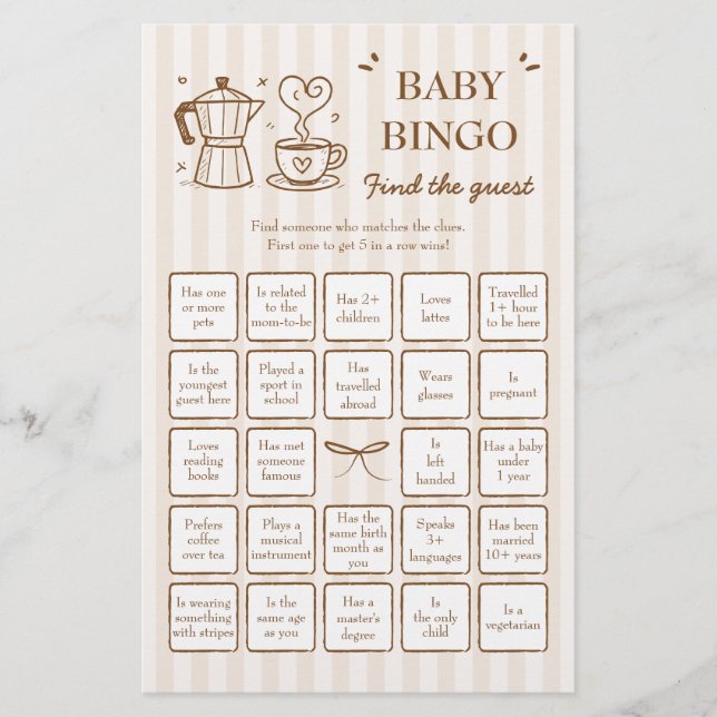Papier Café Trouvez l'invité Baby Bingo Jeu (Devant)