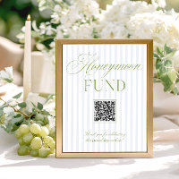 Caisse de Noces Cadeaux Vert Sauge & Bleu Code QR