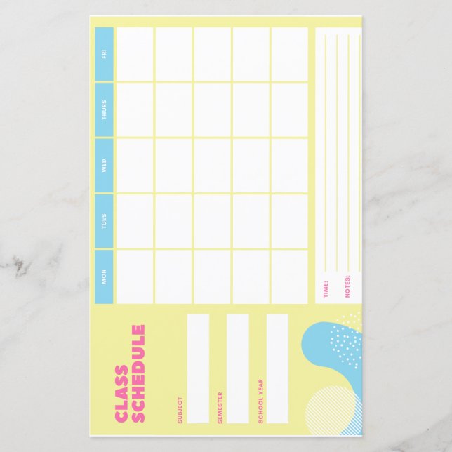 Papier Calendrier de classe (Devant)