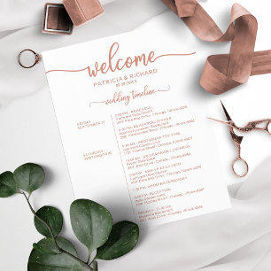 Papier Calendrier de l'itinéraire du week-end de mariage