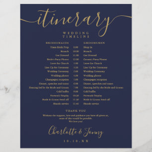 Papier Calendrier de mariage à l'horaire bleu marine or