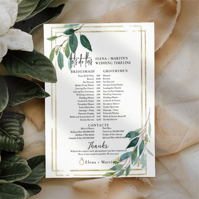 Papier Calendrier de mariage avec texte de script de verd (Créateur téléchargé)