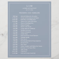 Calendrier de mariage élégant et simple bleu pouss