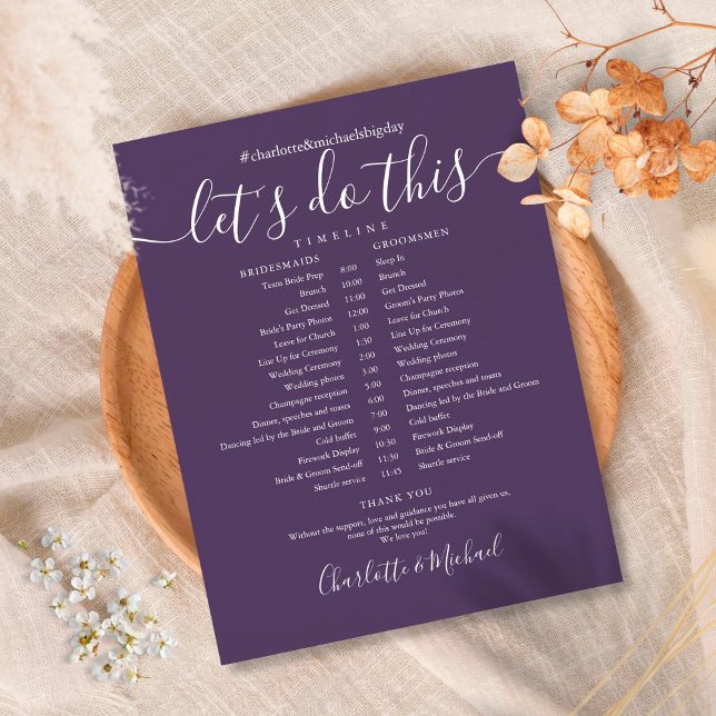 Papier Calendrier de mariage élégant violet (Créateur téléchargé)
