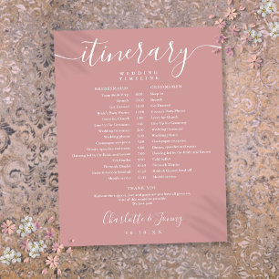 Papier Calendrier de mariage rose poussiéreux Itinéraire 