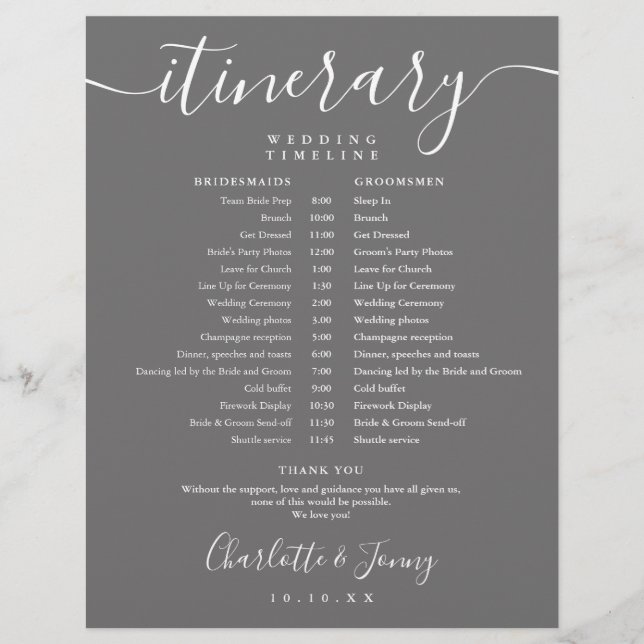 Papier Calendrier d'itération du script Mariage gris (Devant)