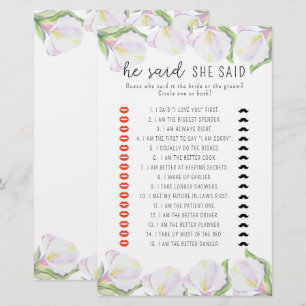 Papier Calla - Il a dit qu'elle a dit jeu de douche nupti