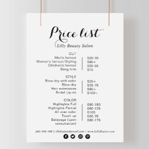 Papier Calligraphie Beauté Salon Tarifs
