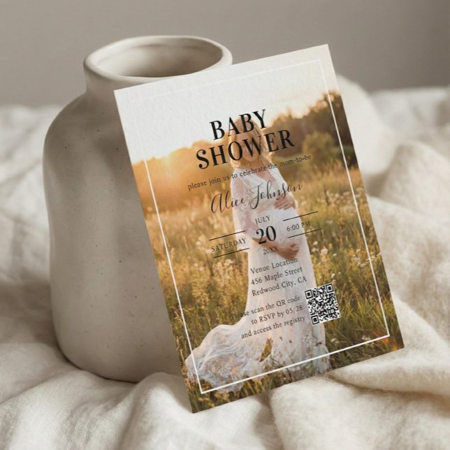 Papier Calligraphie budgétaire Code QR Baby shower photo (Créateur téléchargé)