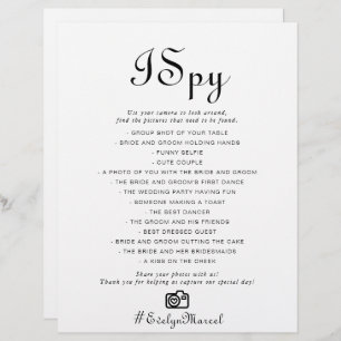 Papier Calligraphie Classic Minimaliste I Spy Mariage Jeu