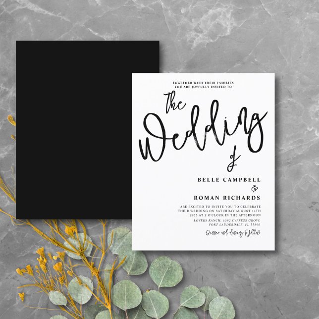 Papier Calligraphie de budget Script Mariage Noir & Blanc (Créateur téléchargé)