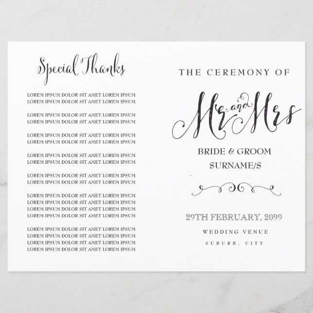 Papier Calligraphie de script moderne M & Mme Wedding Pro (Devant)
