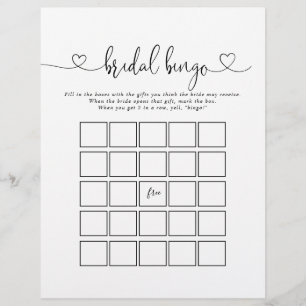 Papier Calligraphie Lot Script Bridal Bingo Jeu