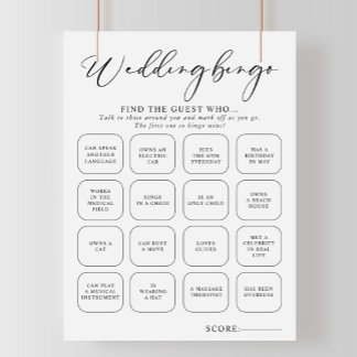 Papier Calligraphie Mariage noir et blanc Jeu de Bingo