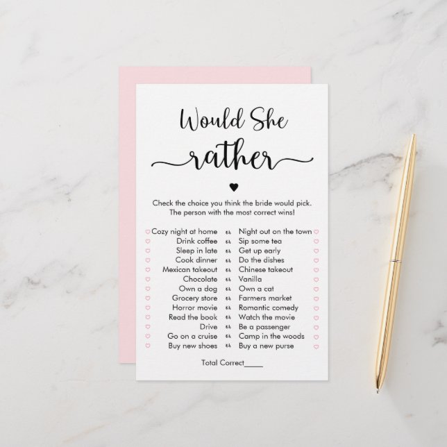 Papier Calligraphie Minimaliste Elle Préférerait Jouer (Devant/Arrière en situation)