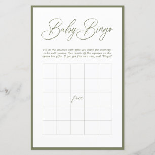 Papier Calligraphie minimaliste moderne   Bingo bébé
