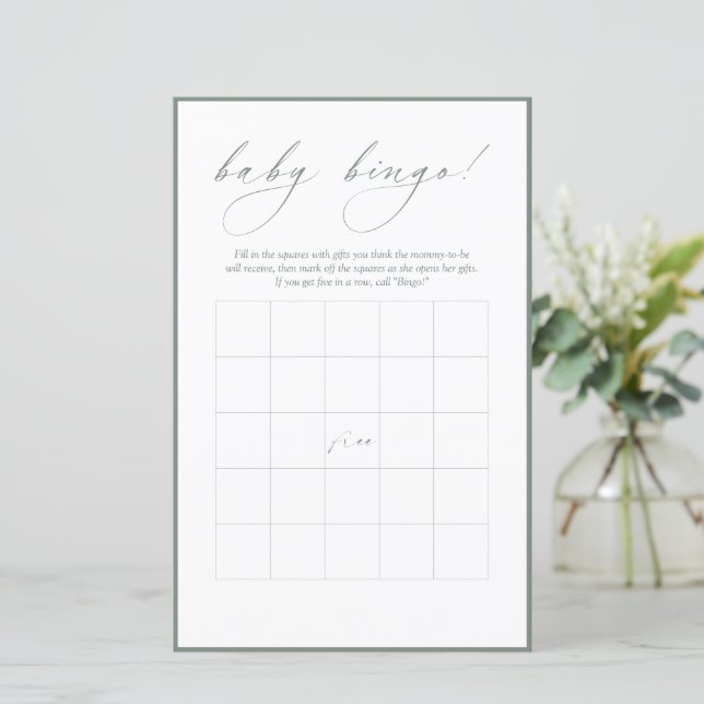 Papier Calligraphie moderne | Bingo bébé À feuillage pers (Debout devant)