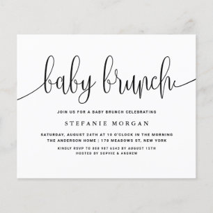 Papier Calligraphie noire Bébé Brunch Invitation