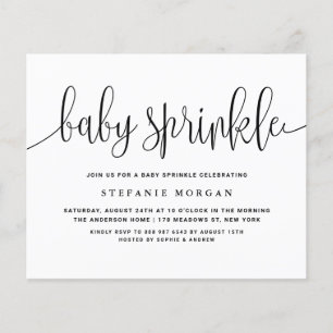 Papier Calligraphie noire Bébé Sprinkle Invitation