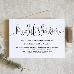 Papier Calligraphie noire Invitation de douche nuptiale