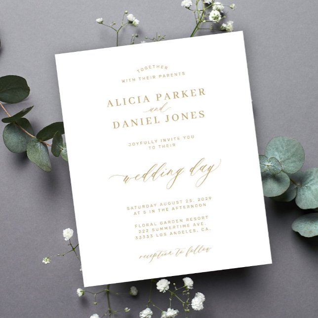 Papier Calligraphie or budget élégante invitation mariage (Créateur téléchargé)