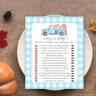 Papier camion citrouille - maman ou papa jeu baby shower