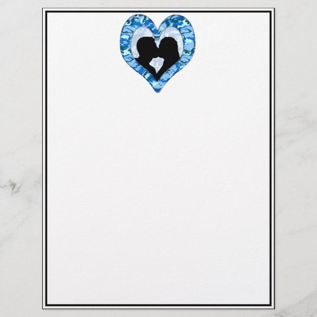 Papier Camouflage bleu ciel Woodland Kissing Couple (Devant)