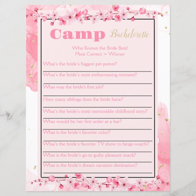Papier Camp Bachelorette (Devant)