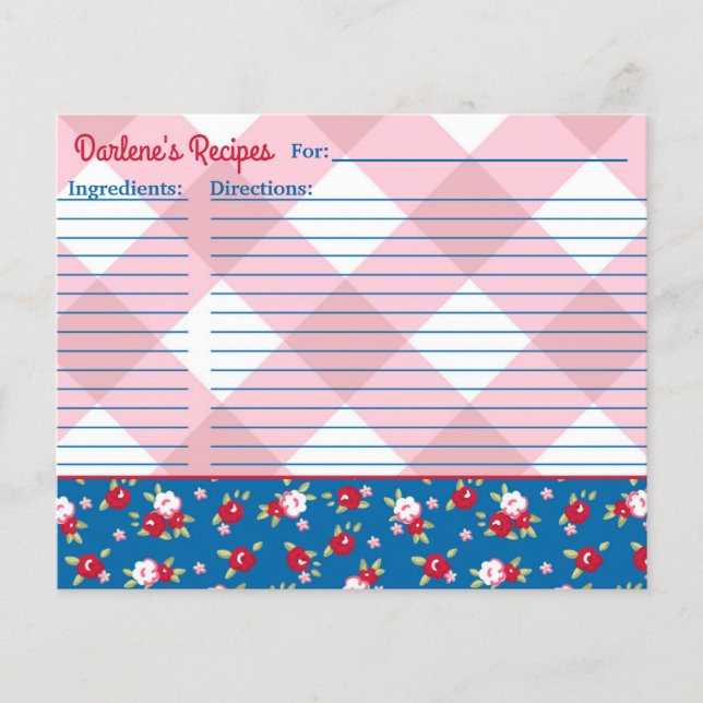 Papier Campagne Shabby Chic Fleurs et Carreaux Personnali (Devant)