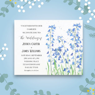 Papier Campanules Aquarelle Bleue Florale Élégante Mariag