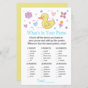 Papier Canard en caoutchouc Qu'y a-t-il dans votre sac à