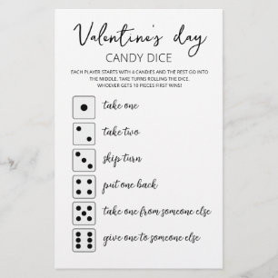 Papier Candy Dice Editable jeu Saint Valentin