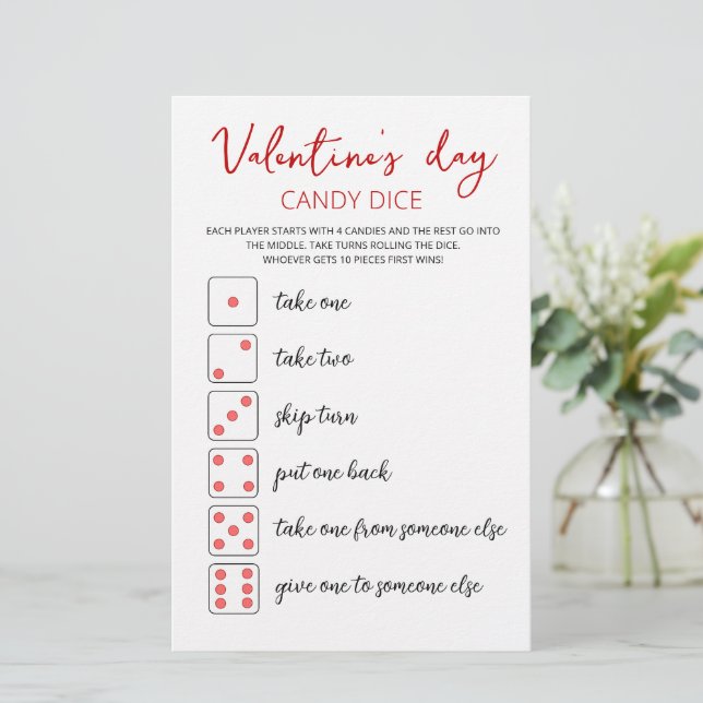 Papier Candy Dice Editable jeu Saint Valentin (Debout devant)