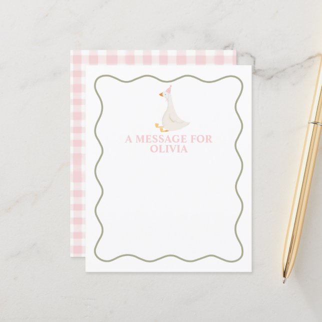 Papier Capsule de l'heure d'anniversaire d'une oie sotte (Devant/Arrière en situation)