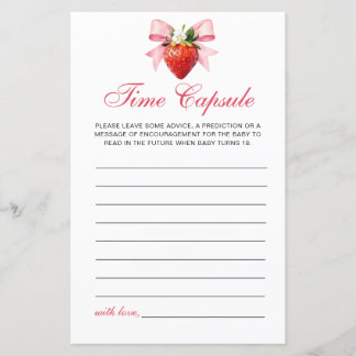 Papier Capsule Temporelle Baby Shower Coquette Douce Baie