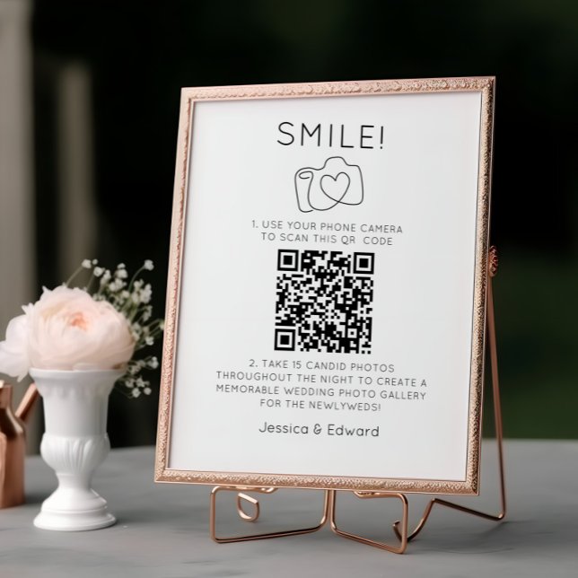 Papier Capturez L'Amour Qr Code Black Chic Mariage modern (Créateur téléchargé)