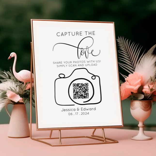 Papier Capturez L'Amour Qr Code Black Chic Mariage modern (Créateur téléchargé)
