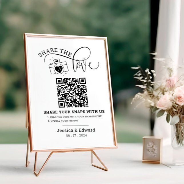 Papier Capturez L'Amour Qr Code Black Chic Mariage modern (Créateur téléchargé)