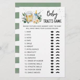 Papier Caractéristiques de bébé Jeu Vert Bébé est la fête