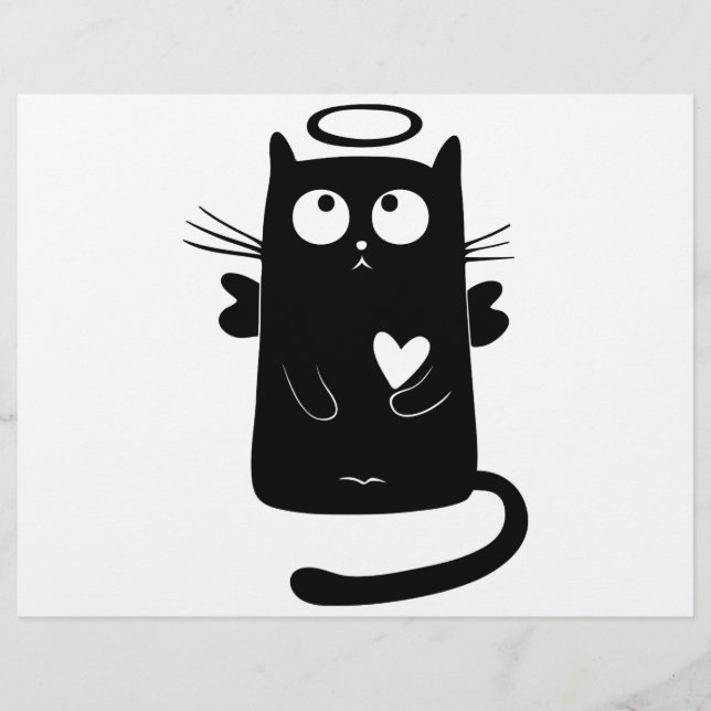 Papier Caricature de chat noir angélique (Devant)