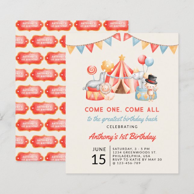 Papier Carnaval de cirque budget mignon Fiesta premier an (Devant / Derrière)